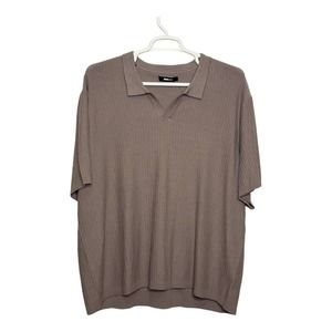 Nova men beige collared v neck short sleeves lightweight sweater size XXXL